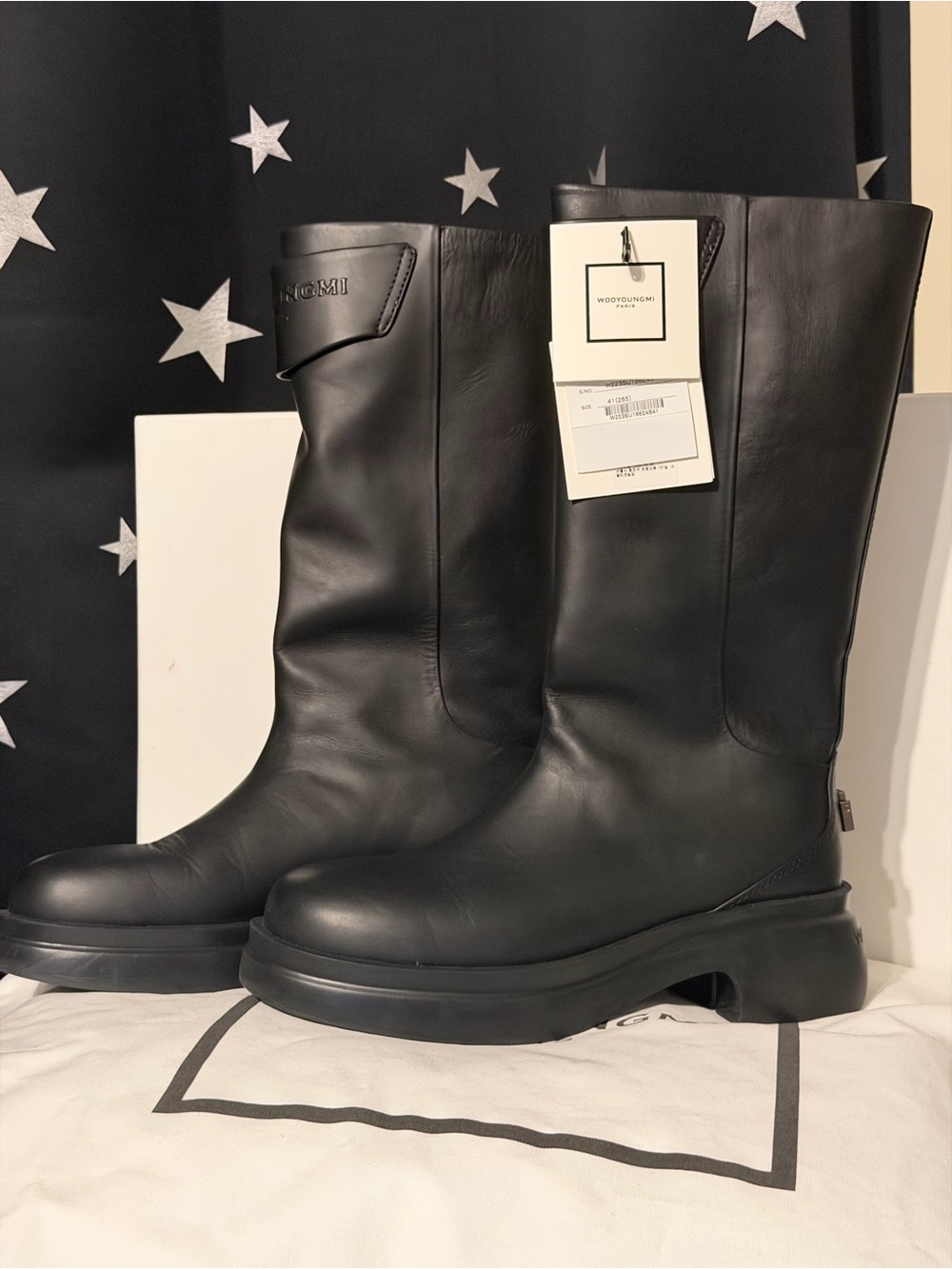 Wooyoungmi Paris Black Plaque Leather Boots Size: IT 41 / US 8 MSRP $875.00